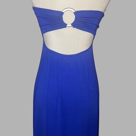 2b Bebe Blue Strapless Maxi Dress with Studded Detail – Size S - Picture 5 of 8